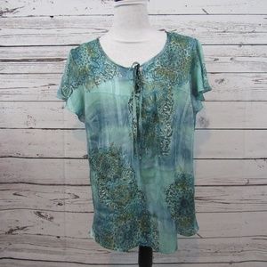 Christopher & Banks blue/green beaded top